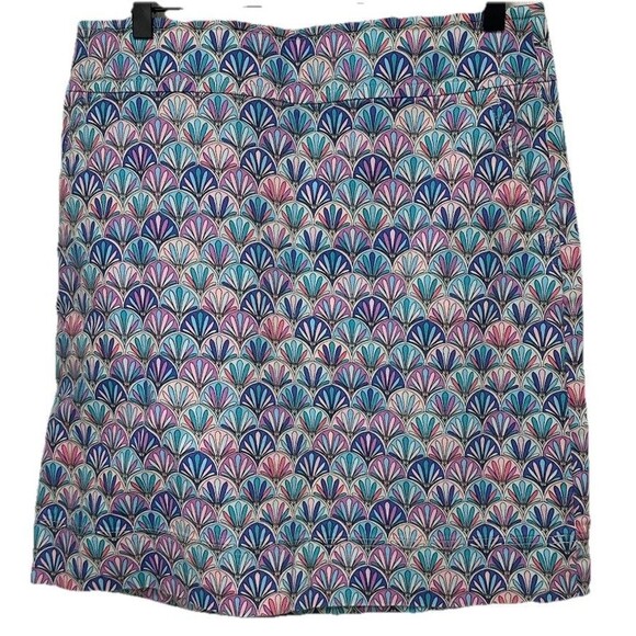 Talbots Skirt Womens 10 Blue Purple Floral Cotton Blend Back Zip Straight - Picture 1 of 4